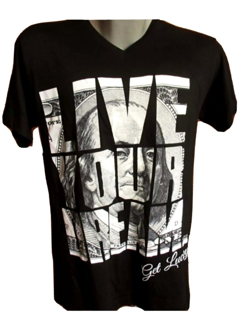 Y2K T Shirt Medium Cash Player NEW GET LUCKY LIVE MONEY DREAM HIP HOP Graphic